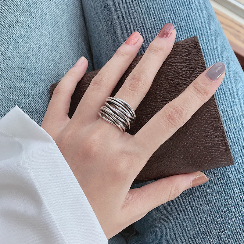 925 Sterling Silver Adjustable Layered Ring-Charlottemode