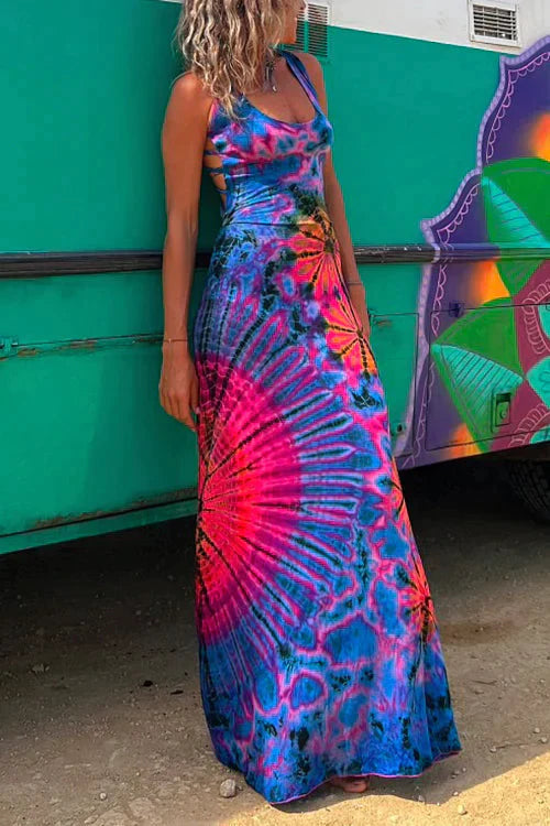 Aaliyah Maxi Dress With Tie-Dye Print-Charlottemode